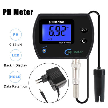 PH Meter Acidometer LCD Display Water Quality Monitor Test Gauge Multi-parameter For Aquarium Laboratory EU Plug Tester