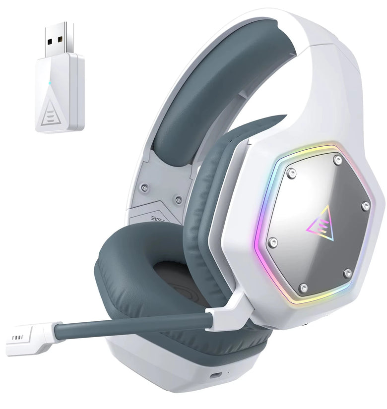 EKSA E1000WT Gaming Headset 7.1 Surround Wireless bluetooth Headphone 50mm Powerful Driver ENC Call Noise Cancelling 36H Battery Life Low Game Latency Support 3.5mm Wired Headphones