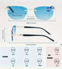 Gradual Blue Lens Frameless Reading Glasses Anti-blue Light UV Protection Comfortable Business Casual Sunglasses with Case
