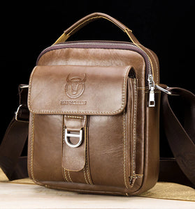 BULLCAPTAIN Genuine Leather Men's Messenger Bag Casual Crossbody Handbag Gift for Man Business Shoulder Bag