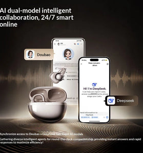 Edifier Auro Clip AI Earbuds TWS bluetooth 6.1 Earphone 12mm Large PU+LCP Composite Diaphragm Deep Bass 35H Playback 0.08s Low Delay IP56 Waterproof Real-time Translation Earclips Sports Headphones Equipped with Doubao DeepSeek