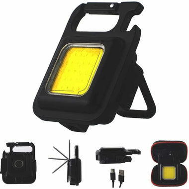 Mini Multi-functional Rechargeable Emergency Light Keychain LED Flashlight Portable Work Light Bottle Opener With Carabiner