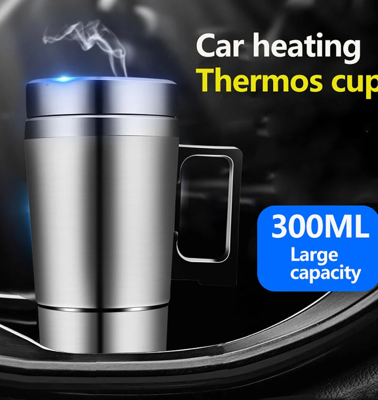 12V/24V Car Electric Heating Mug Water Heater Thermos Stainless Steel Heating Kettle Electric Cup Heating Water Cup Car Water Heater Insulation Cup