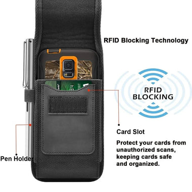 Vertical 5-7.5 inch Phone Holster Case Waist Bag with Belt Clip Portable Nylon Pouch Cover L-XXXL