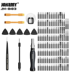 Jakemy 145PCS Precision Screwdriver Set with Comprehensive Repair Kit with 132 CR-V Bits, Anti-Slip Handle, Adjustable Extension Bar