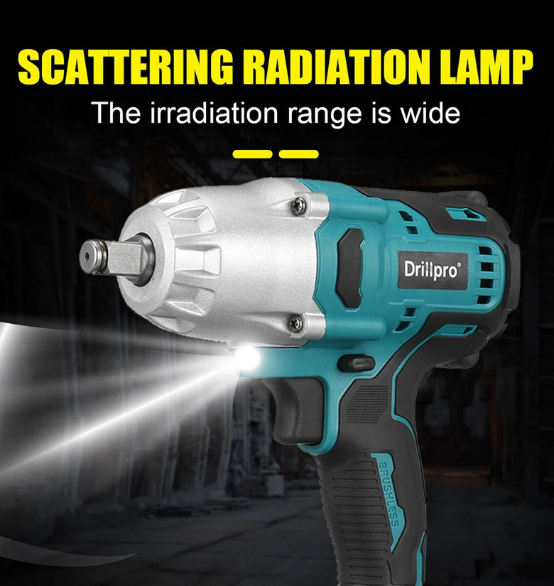Drillpro 18V 600N.M High Torque Brushless Electric Impact Wrench Without Battery