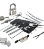 19PCS Locksmith Practice Lock Set with 4 Transparent Padlocks and 15 Precision Tableting Tools Spring Steel Durable with Storage Bag Easy Lock Opening Advance Lock Picking Tool Kit