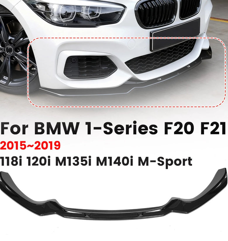 For BMW 1-Series F20 F21 2015~2019 118i 120i M135i M140i M Performance Front Bumper Lip Car Diffuser Body Spoiler Kit