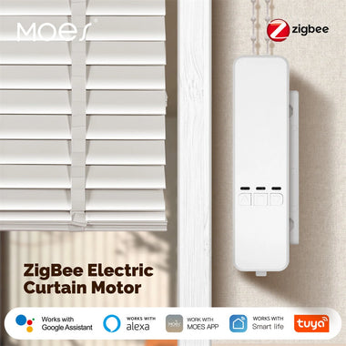 MOES Tuya Zigbe Smart Curtain Motor Chain Roller Blinds Timing Function App Remote Control Voice Control with Alexa Google Home