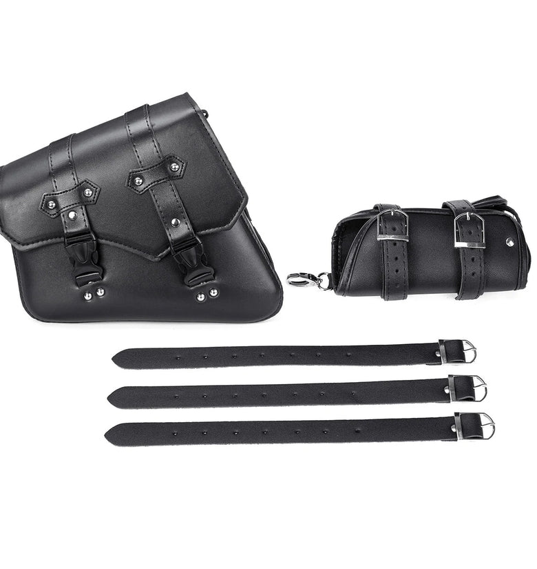 Motorcycle Saddle Bag PU Leather Waterproof Saddlebags Black Left/Right Side For Harley Davidson Universal
