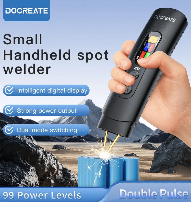 HU-10B Spot Welder 1.4 Inch LCD Screen Dual Mode 800A Output Compact Handheld Welding Machine Type-C Charging