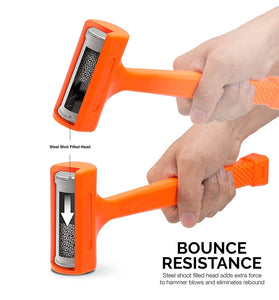 LB Dead Blow Hammer Neon Orange Unibody Molded Design 2 lb Polyurethane Head Spark and Rebound Resistant Anti Slip Grip for Auto Body Metal Woodwork Tools