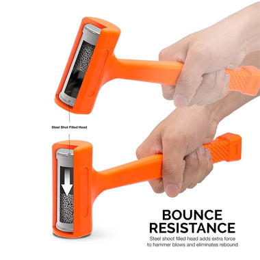 LB Dead Blow Hammer Neon Orange Unibody Molded Design 2 lb Polyurethane Head Spark and Rebound Resistant Anti Slip Grip for Auto Body Metal Woodwork Tools