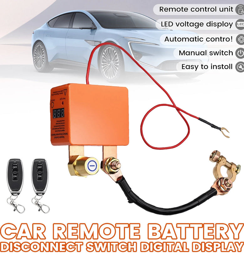 12V 24V 240A Wireless Remote Battery Disconnect Switch Automatic Cut-Off Low Power Consumption LED Voltage Display Manual Control Car Battery Isolator Anti Short Circuit Protection