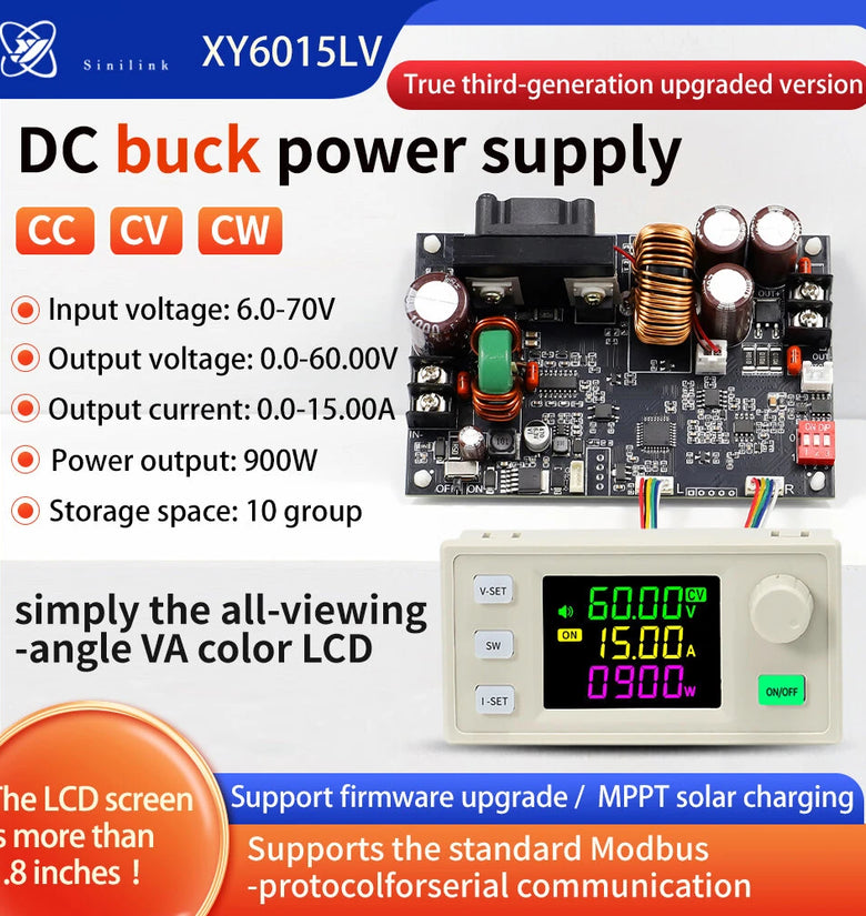 Sinlink XY6015LV CNC Adjustable DC Stabilized Power Supply Module Constant Voltage and Current 15A/900W Voltage Reduction Module
