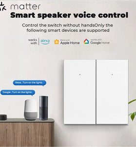 Matter Smart WIFI LED Light Switch EU Plug 1/2/3 No Neutral Wire Required Voice Control with Homekit Alexa Google Home