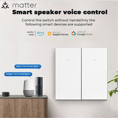Matter Smart WIFI LED Light Switch EU Plug 1/2/3 No Neutral Wire Required Voice Control with Homekit Alexa Google Home