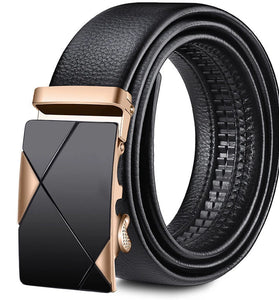 120cm Fashionable Business Casual Men's Belt Auto Metal Buckle PU Leather Adjustable Pants Waistband for Male