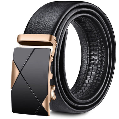 120cm Fashionable Business Casual Men's Belt Auto Metal Buckle PU Leather Adjustable Pants Waistband for Male
