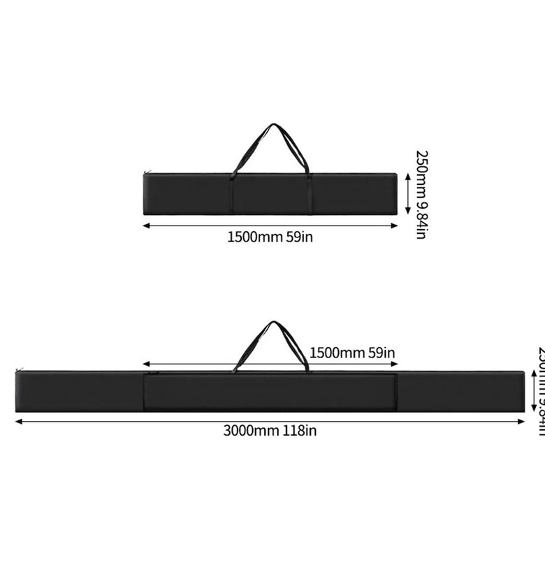 Premium Protective Track Saw Guide Rail Bag Oxford Cloth 300cm 150cm Black Heavy Duty Wear Resistant Protective Carrying Case for Tracks and Tools for Makita Festool Rail