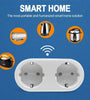 2 In 1 Tuya WIFI Smart Socket Dual Outlet EU Plug Voice Control Wireless Smart Socket APP Remote Control Work with Alexa Google Home