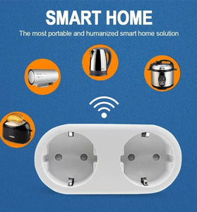 2 In 1 Tuya WIFI Smart Socket Dual Outlet EU Plug Voice Control Wireless Smart Socket APP Remote Control Work with Alexa Google Home