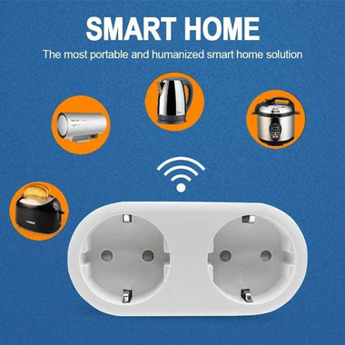 2 In 1 Tuya WIFI Smart Socket Dual Outlet EU Plug Voice Control Wireless Smart Socket APP Remote Control Work with Alexa Google Home