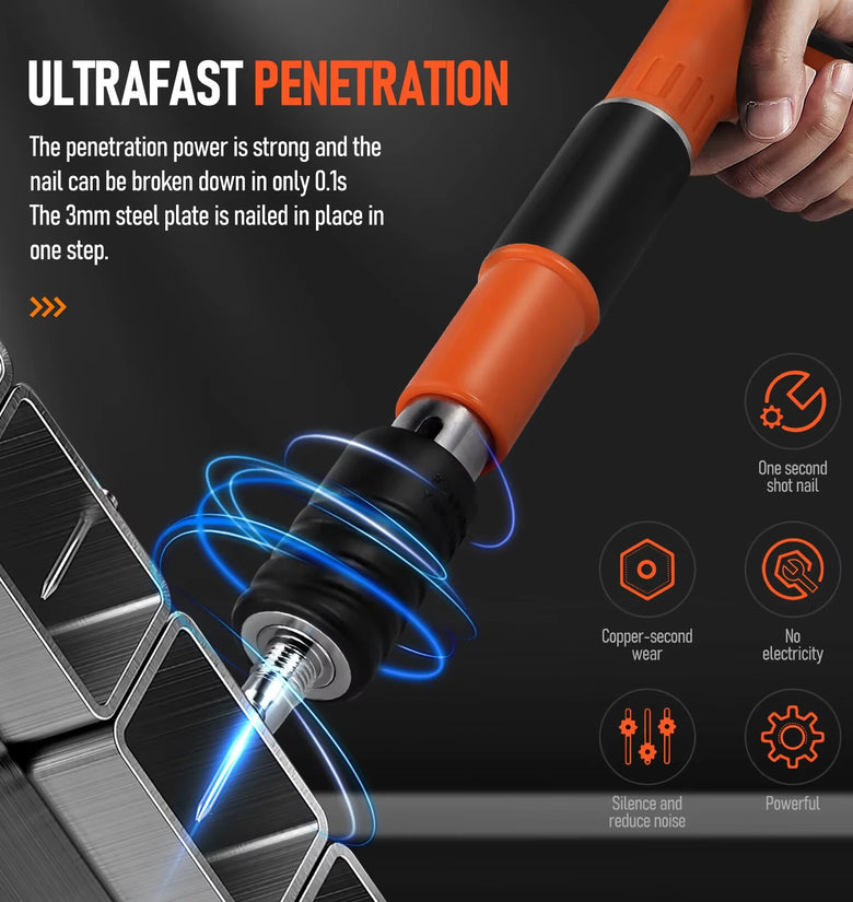 Manual Nail Gun Kit Adjustable 5 Gear Steel Nail Tool Lightweight Portable for Concrete Wall Brick Wood Installation