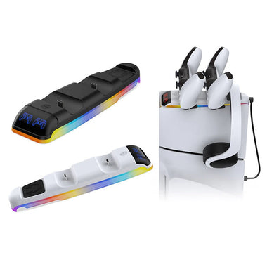 DOBE PS5/PS5 Slim Controller Charger Dual Charging Dock Station Wireless Gamepad Charger Top Mount Accessory Fast Charging