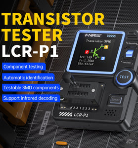 FNIRSI LCR-P1 Transistor Tester Diode Triode Capacitance Meter 1.44 Inch Color Screen USB Type-C Anti-Burn Protection