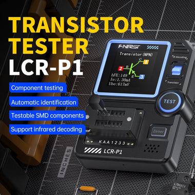 FNIRSI LCR-P1 Transistor Tester Diode Triode Capacitance Meter 1.44 Inch Color Screen USB Type-C Anti-Burn Protection