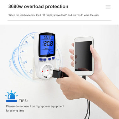 Digital Voltage Wattmeter Power Meter Socket EU Plug 230V AC Wattage Kwh Energy Consumption Electricity Meter