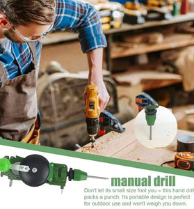 Hand Crank Hole Puncher Manual Drill Multi Purpose Tool for Wood Glass Sharpening Lightweight Portable Metal ABS Construction
