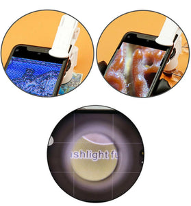 ChuDa 9882AW Mobile Phone Microscope Clip 45x Magnification with Dual LED Illumination and UV Light ABS Shell Acrylic Optical Lens Compact Design Essential Tool for Collectors and Hobbyists