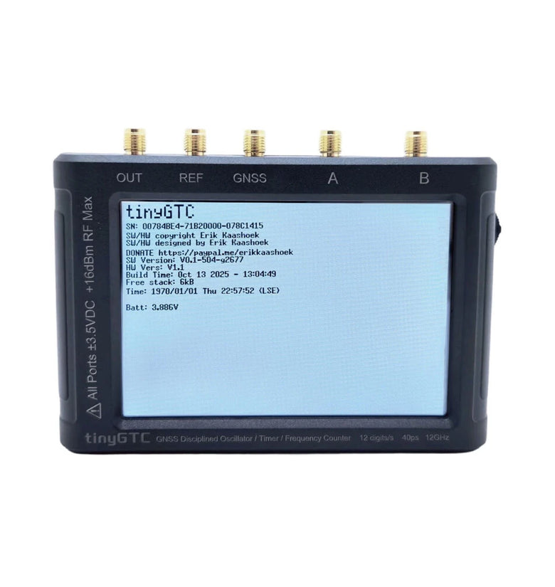 tinyGTC ZC407 ZC412 High Precision Frequency Counter 40ps Resolution GNSS Disciplined Oscillator 4 Inch Touchscreen USB Interface Signal Measurement Tool