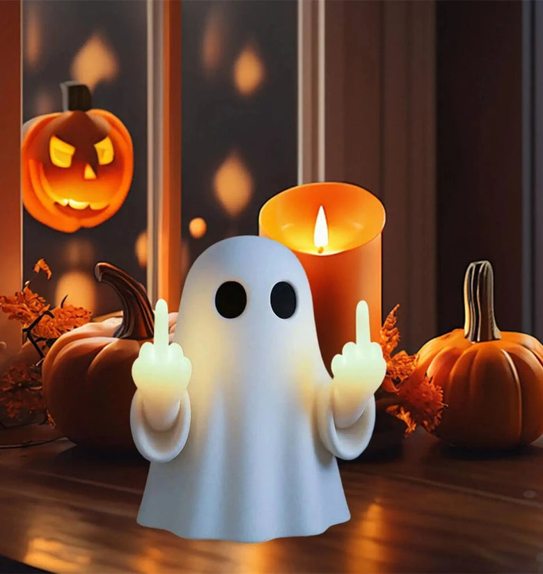 Elfeland Mini Halloween Ghost Night Light Cute Creative Resin Nightlight Halloween Gift Ornament for Wall Balcony Entrance Living Room Home
