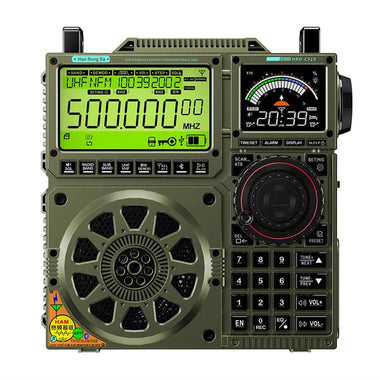 HanRongDa HRD-C919 Multi-band Radio AIR FM MW SW Shortwave VHF UHF WB Portable bluetooth Speaker Aviation Band Radio Receiver 5000mAh Battery Supports TF Card AUX