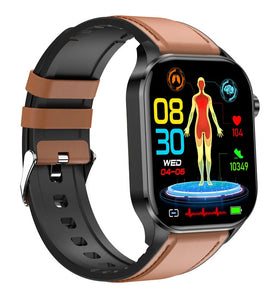 ET580 2.04 inch AMOLED HD Screen Blood Composition Measurement ECG Electrocardiogram bluetooth Call Heart Rate Blood Pressure SpO2 Monitor ECG Syphilis Function Non-invasive Blood Glucose Multi-sport Modes Music Playback IP68 Waterproof Smart Watch