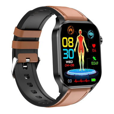 ET580 2.04 inch AMOLED HD Screen Blood Composition Measurement ECG Electrocardiogram bluetooth Call Heart Rate Blood Pressure SpO2 Monitor ECG Syphilis Function Non-invasive Blood Glucose Multi-sport Modes Music Playback IP68 Waterproof Smart Watch