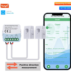 Tuya WiFi Smart Energy Monitor WMDL-2C AC 100-240V 50/60Hz Real-Time Power Usage Tracker High Accuracy 5 Multi-Channel Support Compact Design Home Power Management System WiFi Connectivity