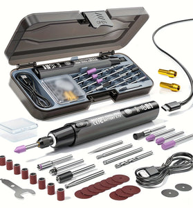 Precision Mini Cordless Rotary Tool Pen Electric Polisher Set 3.7V Rechargeable Wireless 6 Speed Adjustable 5000-16000 RPM LED Display Grinding Heads