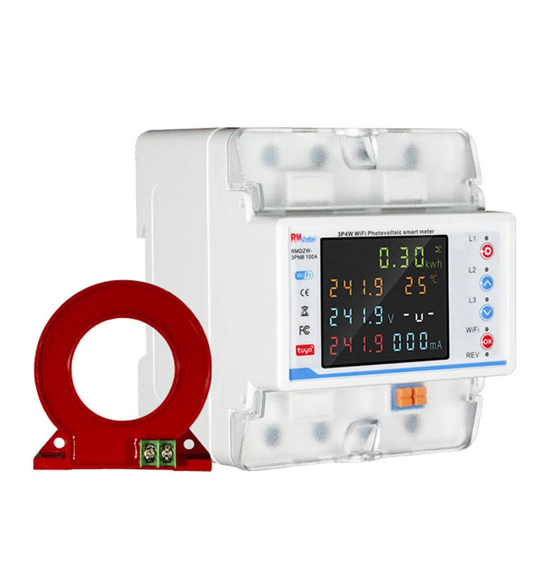 Tuya WiFi Intelligent Circuit Breaker Automatic Reclosure Protector 3P4W Power Meter Three Phase Reclosure Switch with Multiple Protections Timing Schedule Electricity Metering Functions