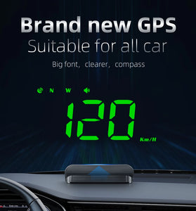 M1 Multifunctional New Energy Car HUD Head-up Display GPS Speedometer Dashboard Projection Green Light USB Rechargeable