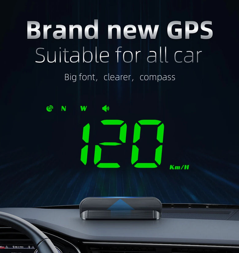 M1 Multifunctional New Energy Car HUD Head-up Display GPS Speedometer Dashboard Projection Green Light USB Rechargeable