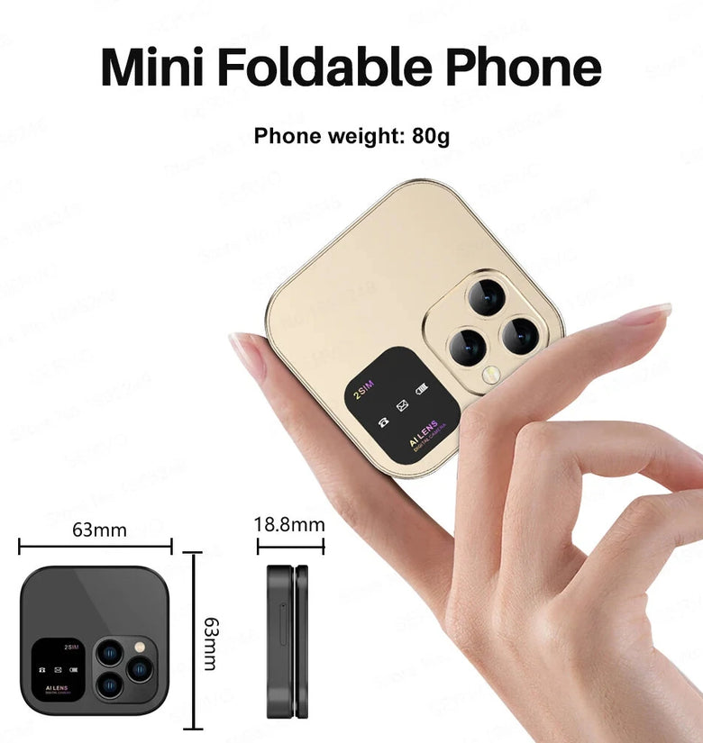 i16 Pro Mini 2G GSM 1.77 Inch Dual SIM Card FM Big Butons Camera Foldable Flip Mobile Phone