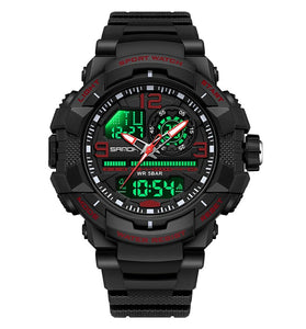 SANDA Men's Dual Display Sports Digital Watches Alarm Clock Day Weeks Multi-functional Luminous Wrist Watch