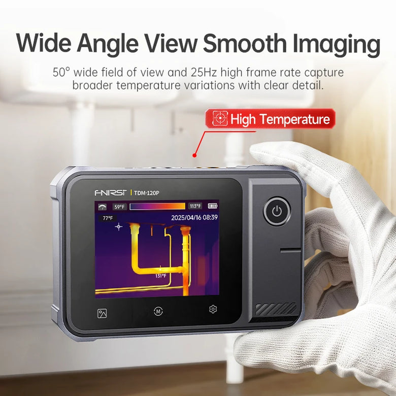 FNIRSI TDM-120P Thermal Imager Multimeter 120x90 IR 2.8-In Touchscreen -20C-400C USB-C 1500mAh 50 FOV Hot/Cold Spot Tracking Underfloor Heating Leak Locator