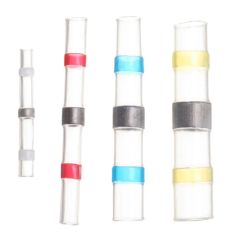 50PCS Solder Seal Wire Connectors Waterproof Heat Shrink Butt Connectors Electrical Wire Terminals Insulated Butt Splices