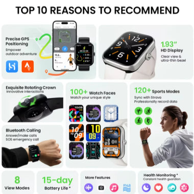 Haylou Watch 4(LS25) 1.93-inch HD Screen GPS AI Voice Assistant IP68 Waterproof bluetooth Call Heart Rate Blood Oxygen Monitor Sleep Monitoring Breathing Training Multi-sport Modes Smart Watch