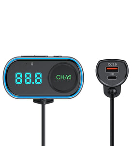 T78 Air Outlet Car bluetooth V5.0 FM Transmitter 30W PD + QC3.0 Fast Charger Hi-fi Music Player Hands-free Calls U Disk AUX Bass 7 Colors Backlit Light